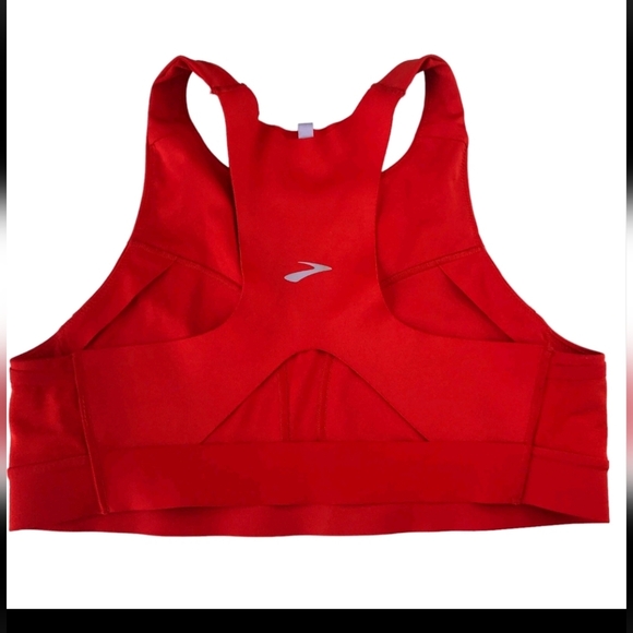 Brooks Running Sports Bra Crop Top High Neck Bold Red 38E(DD) - Picture 3 of 16